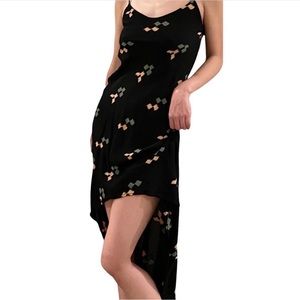 Vintage Black Asymmetrical Low Back Slip Dress